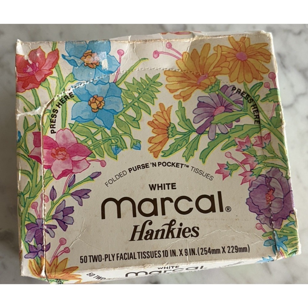70s Vintage Marcal Hankies Facial Tissues Purse Pocket 2 Ply 50ct Movie TV Prop